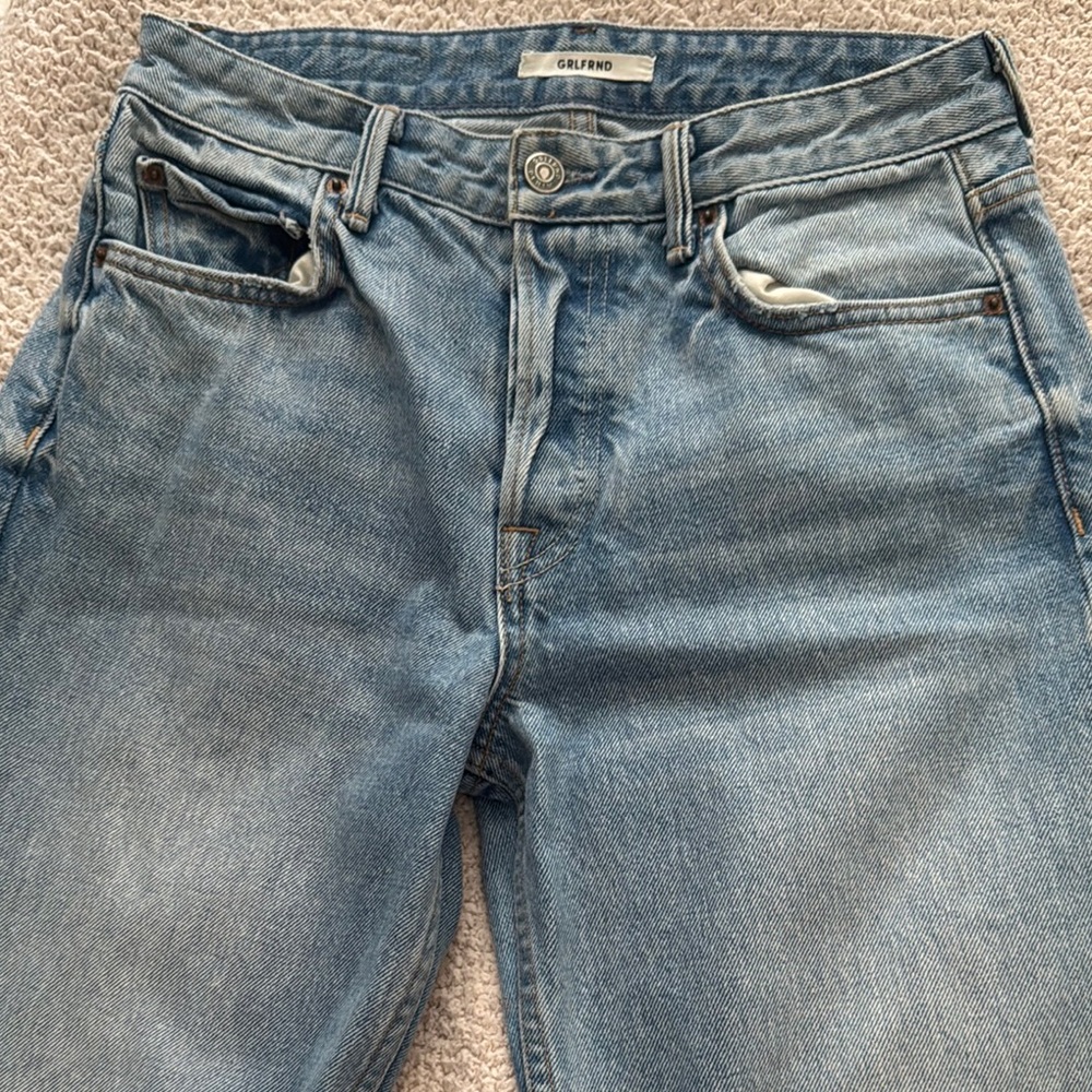 GRLFRND Blue Straight Jeans with Vintage Fading